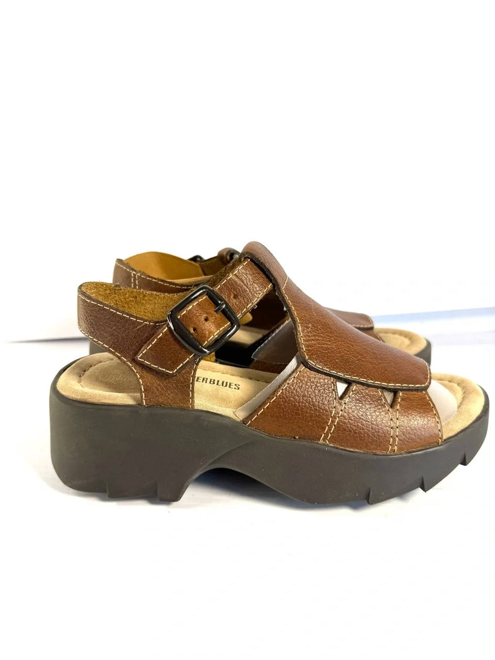 Canyon River Blues Brown Leather T-Strap Sandals Unisex